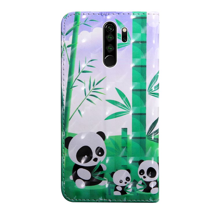 Light Spot Decor Pattern Printing Cover Leather Wallet Phone Shell for Xiaomi Redmi Note 8 Pro - Panda-3