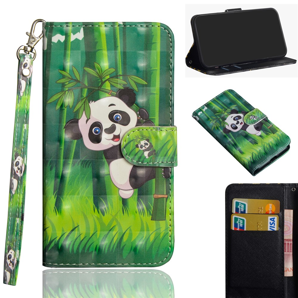 Light Spot Decor Pattern Printing Leather Cover with Stand Wallet Casing for Xiaomi Redmi Note 8 Pro - Panda-1