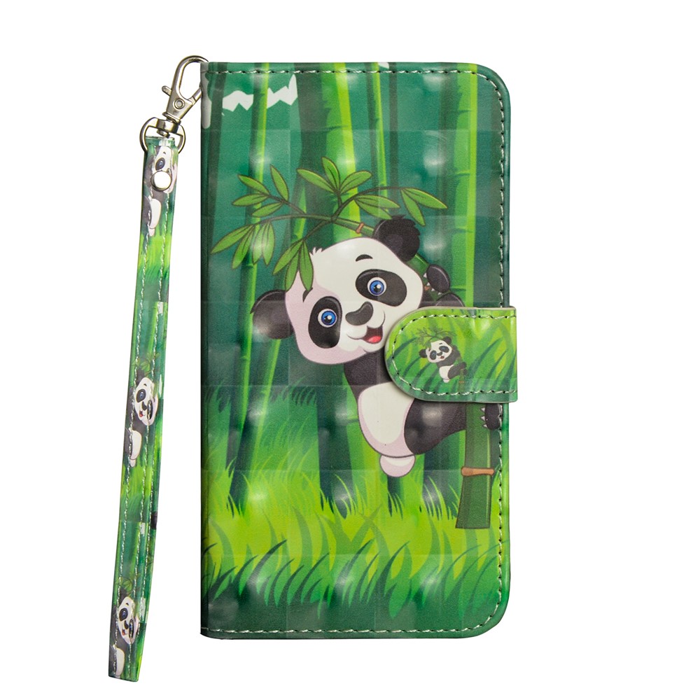 Motif de Décoration de Spot Léger Couvercle en Cuir Avec un Boîtier de Portefeuille Pour le Support Pour Xiaomi Redmi Note 8 Pro - Panda-2