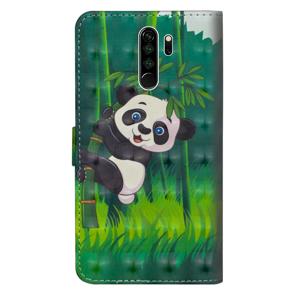 Light Spot Decor Pattern Printing Leather Cover with Stand Wallet Casing for Xiaomi Redmi Note 8 Pro - Panda-3