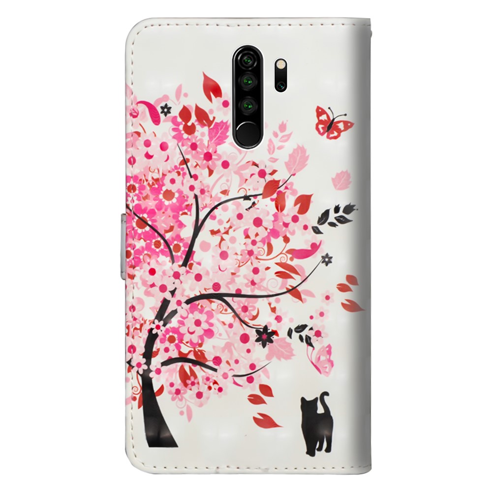 Light Spot Decor Pattern Printing Leather Cover with Stand Wallet Casing for Xiaomi Redmi Note 8 Pro - Flowered Tree-3