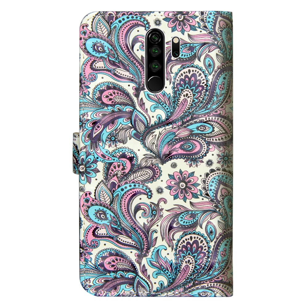 Light Spot Decor Pattern Printing Leather Cover with Stand Wallet Casing for Xiaomi Redmi Note 8 Pro - Colorized Flowers-3