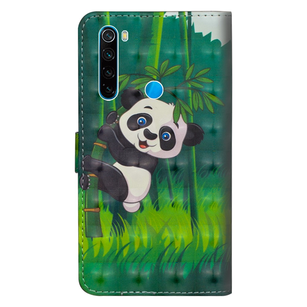 Light Spot Decor Patterned Leather Wallet Phone Cover for Xiaomi Redmi Note 8 - Panda-3