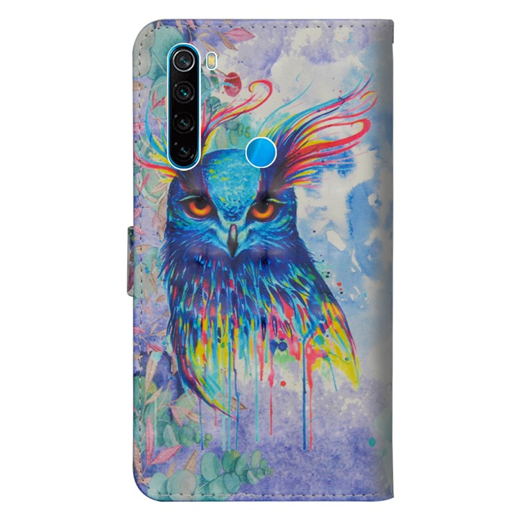Light Spot Decor Patterned Leather Wallet Phone Cover for Xiaomi Redmi Note 8 - Bird-3