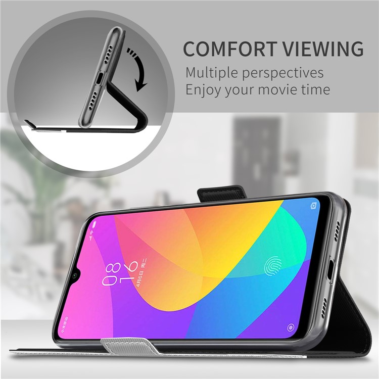 BaiYu Series Fashion Leather Stand Phone Casing with Card Slots for Xiaomi Mi CC9e/Mi A3 - Black-7