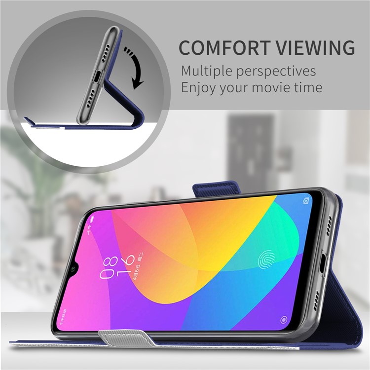 BaiYu Series Fashion Leather Stand Phone Casing with Card Slots for Xiaomi Mi CC9e/Mi A3 - Blue-5
