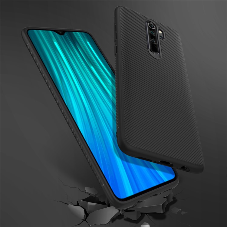 Jazz Series Twill Texture Soft TPU Back Casing for Xiaomi Redmi Note 8 Pro - Black-6