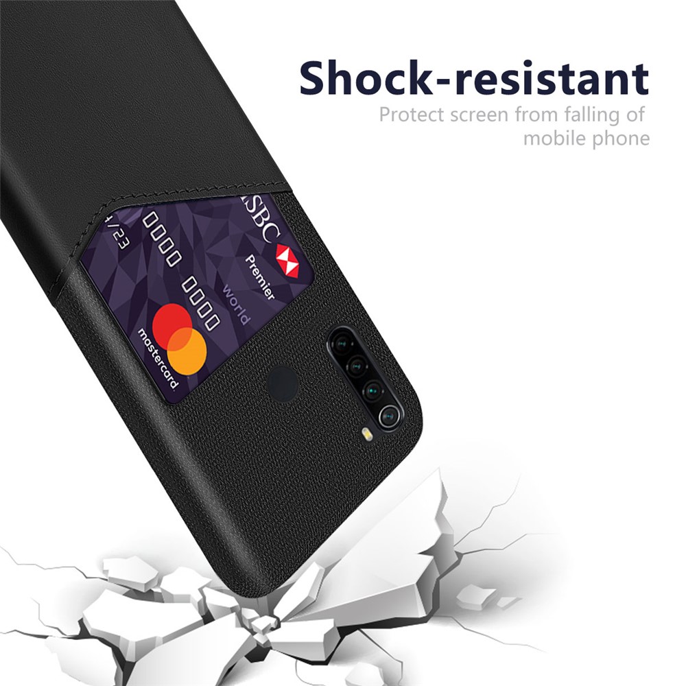 KSQ PC + PU + Cloth Hybrid Back Mobile Shell with Card Slot for Xiaomi Redmi Note 8 - Black-3