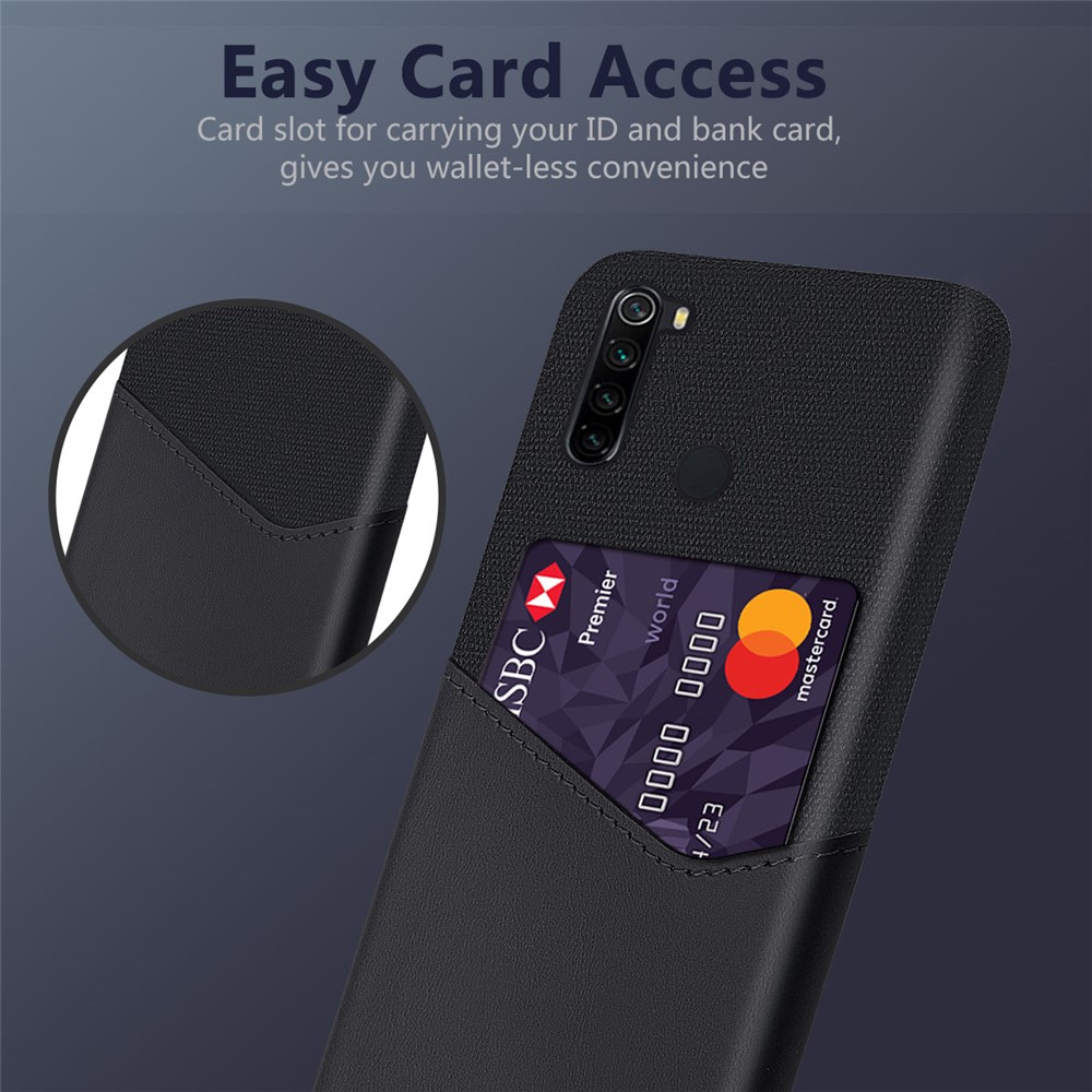 KSQ PC + PU + Cloth Hybrid Back Mobile Shell with Card Slot for Xiaomi Redmi Note 8 - Black-4