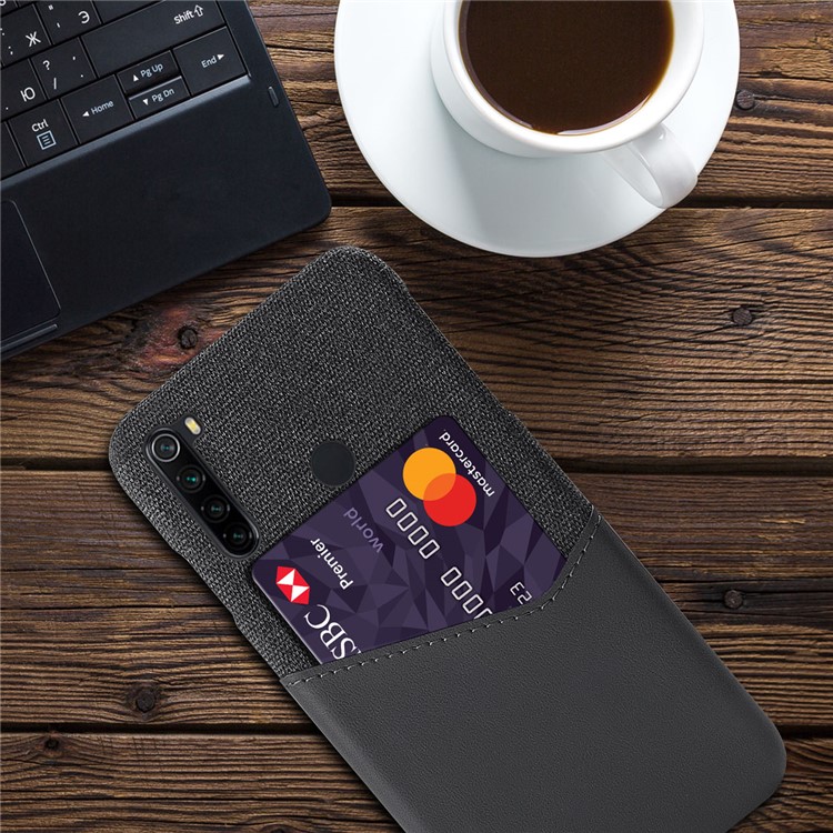 KSQ PC + PU + Cloth Hybrid Back Mobile Shell with Card Slot for Xiaomi Redmi Note 8 - Grey-2
