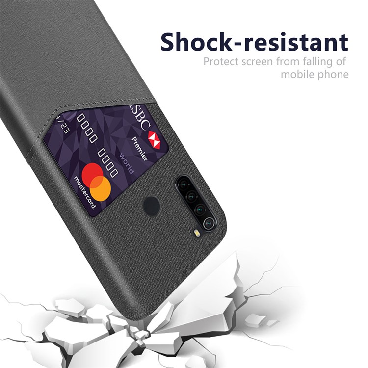KSQ PC + PU + Cloth Hybrid Back Mobile Shell with Card Slot for Xiaomi Redmi Note 8 - Grey-3