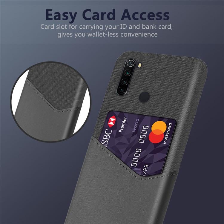 KSQ PC + PU + Cloth Hybrid Back Mobile Shell with Card Slot for Xiaomi Redmi Note 8 - Grey-4
