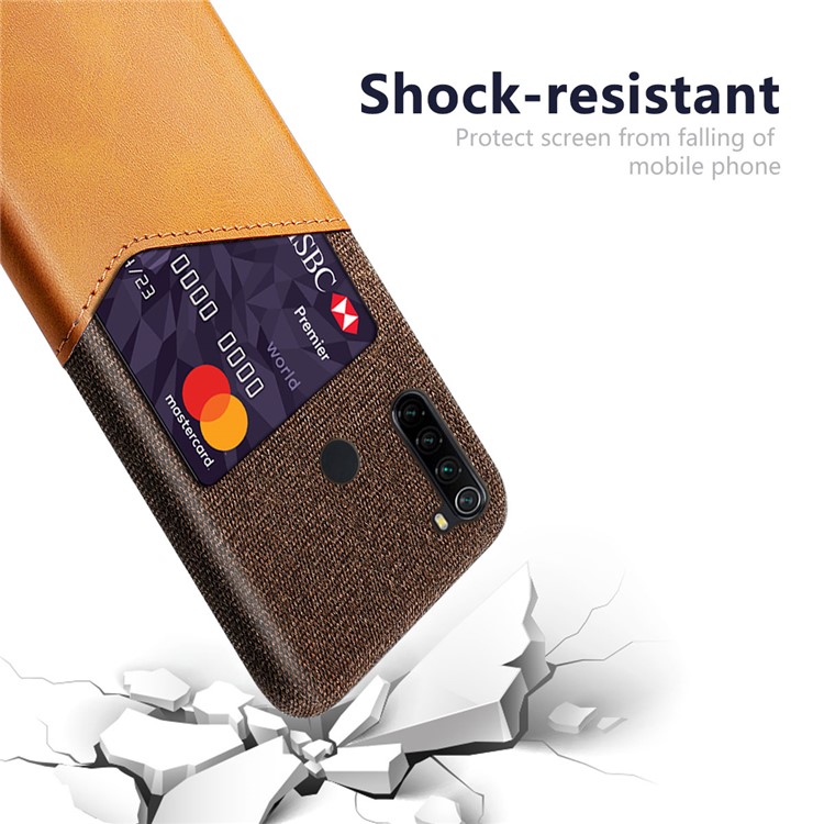 KSQ PC + PU + Cloth Hybrid Back Mobile Shell with Card Slot for Xiaomi Redmi Note 8 - Brown-3