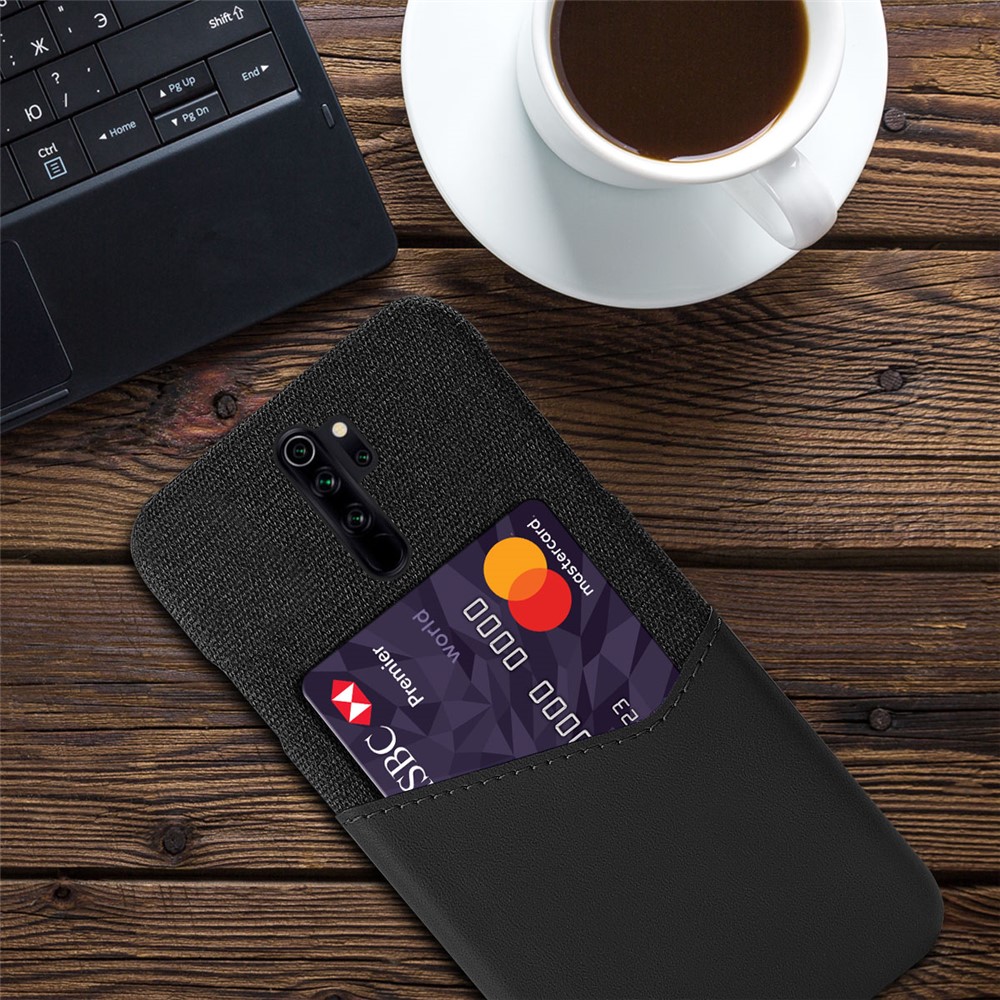KSQ Card Slot PC + PU Leather + Cloth Cell Cover for Xiaomi Redmi Note 8 Pro - Black-2