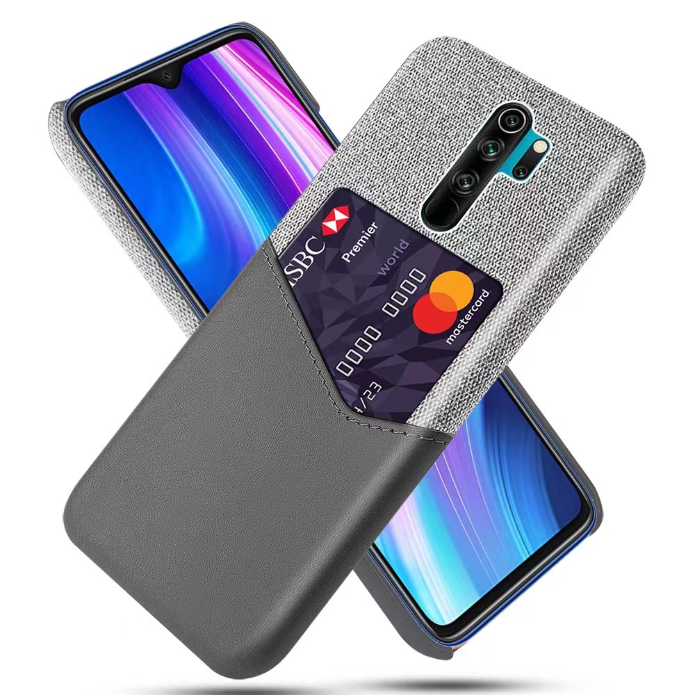 KSQ Card Slot PC + PU Leather + Cloth Cell Cover for Xiaomi Redmi Note 8 Pro - Grey-1