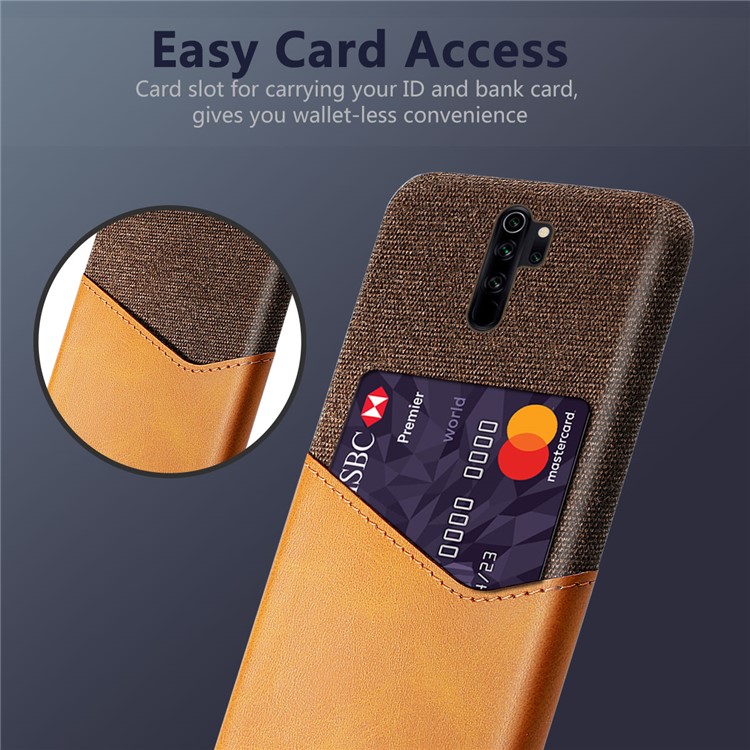 KSQ Card Slot PC + PU Leather + Cloth Cell Cover for Xiaomi Redmi Note 8 Pro - Brown-4