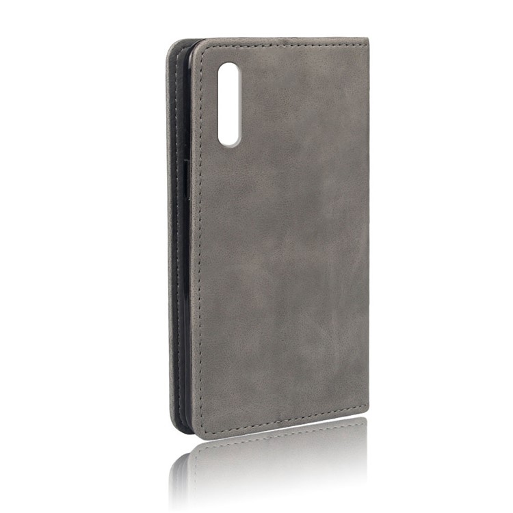 Couro De Cavalo Louco Stand Case Telefone Celular Com Ventosa Para Xiaomi Mi Cc9e / Mi A3 - Cinzento-2