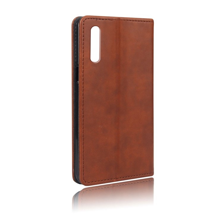 Crazy Horse Leather Stand Mobile Phone Case with Suction Cup for Xiaomi Mi CC9e / Mi A3 - Coffee-2