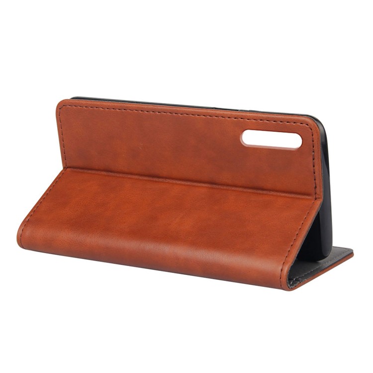 Crazy Horse Leather Stand Mobile Phone Case with Suction Cup for Xiaomi Mi CC9e / Mi A3 - Coffee-4