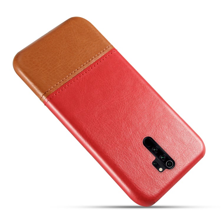 KSQ Bi-color PC + PU Leather Phone Shell Case for Xiaomi Redmi Note 8 Pro - Red / Orange-3
