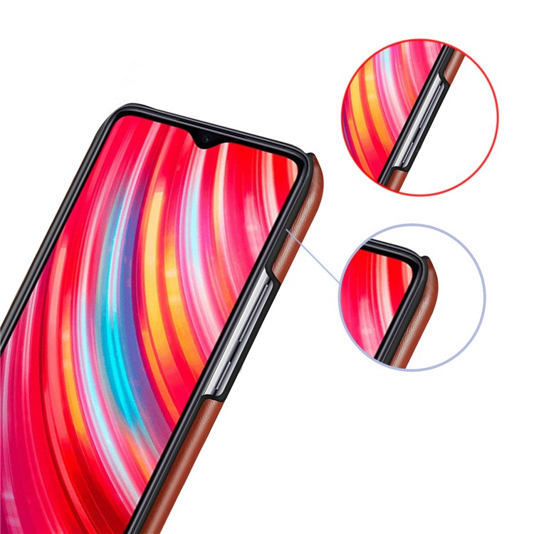 KSQ Bi-color PC + PU Leather Phone Shell Case for Xiaomi Redmi Note 8 Pro - Red / Orange-4