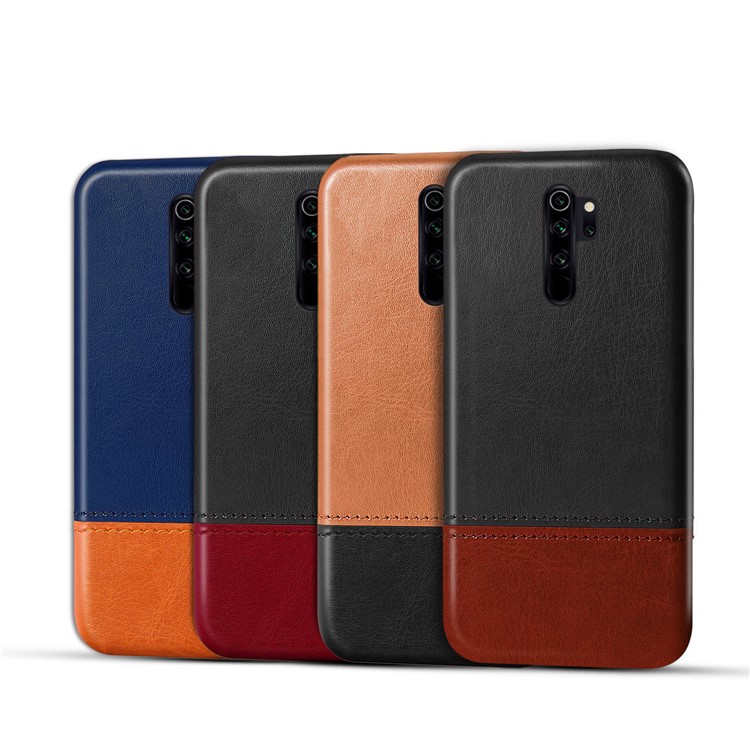 KSQ Bi-color PC + PU Leather Phone Shell Case for Xiaomi Redmi Note 8 Pro - Red / Orange-7