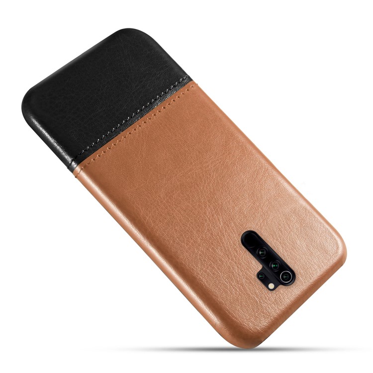 KSQ Bi-color PC + PU Leather Phone Shell Case for Xiaomi Redmi Note 8 Pro - Light Brown / Black-3