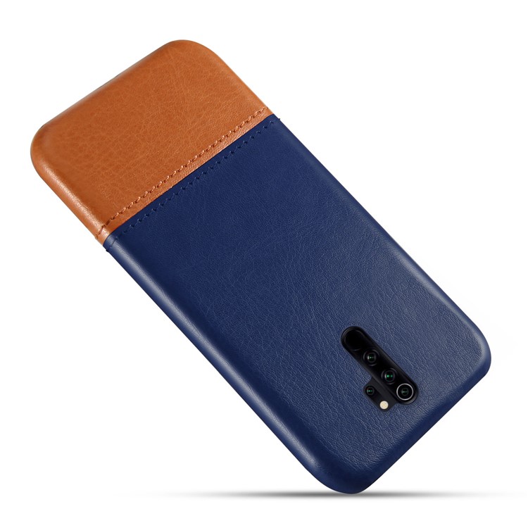 KSQ Bi-color PC + PU Leather Phone Shell Case for Xiaomi Redmi Note 8 Pro - Dark Blue / Orange-3