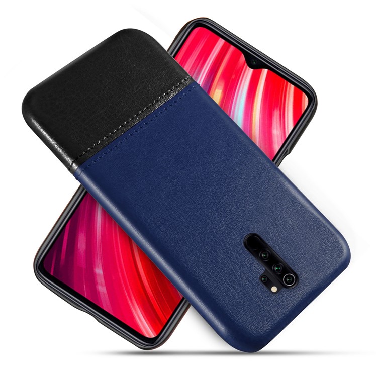 KSQ Bi-color PC + PU Leather Phone Shell Case for Xiaomi Redmi Note 8 Pro - Dark Blue / Black-1