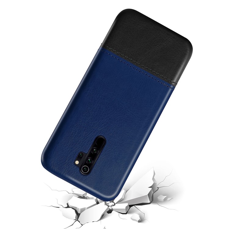 KSQ Bi-color PC + PU Leather Phone Shell Case for Xiaomi Redmi Note 8 Pro - Dark Blue / Black-2