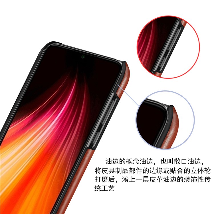 KSQ Bi-color PC + PU Leather Cell Shell Case for Xiaomi Redmi Note 8 - Black / Wine Red-5