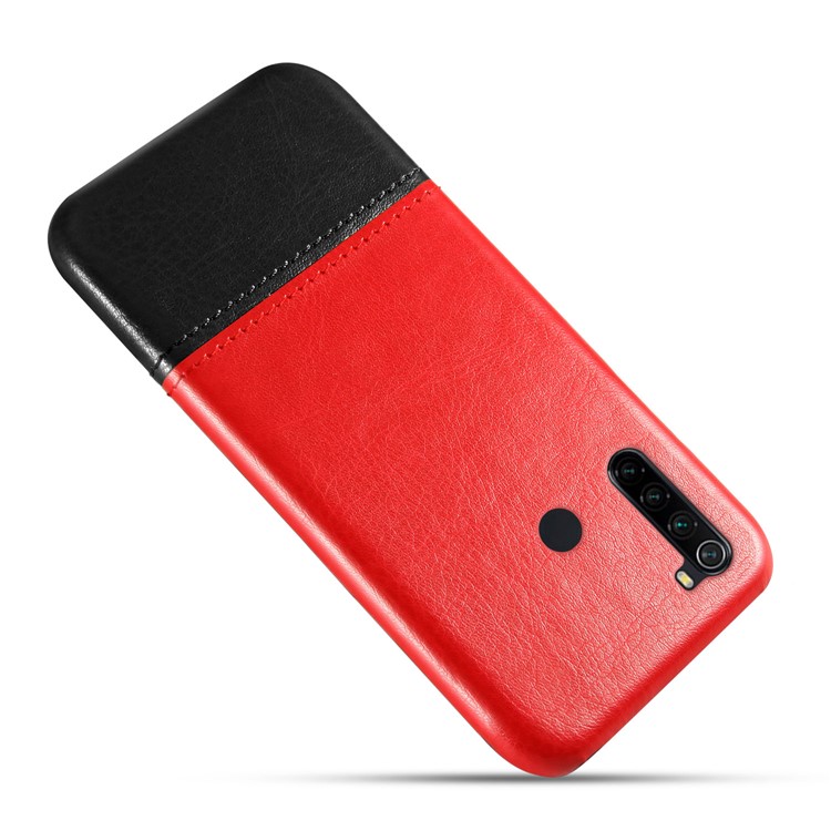 KSQ Bi-color PC + PU Leather Cell Shell Case for Xiaomi Redmi Note 8 - Red / Black-2