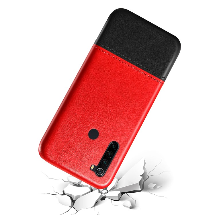 KSQ Bi-color PC + PU Leather Cell Shell Case for Xiaomi Redmi Note 8 - Red / Black-3