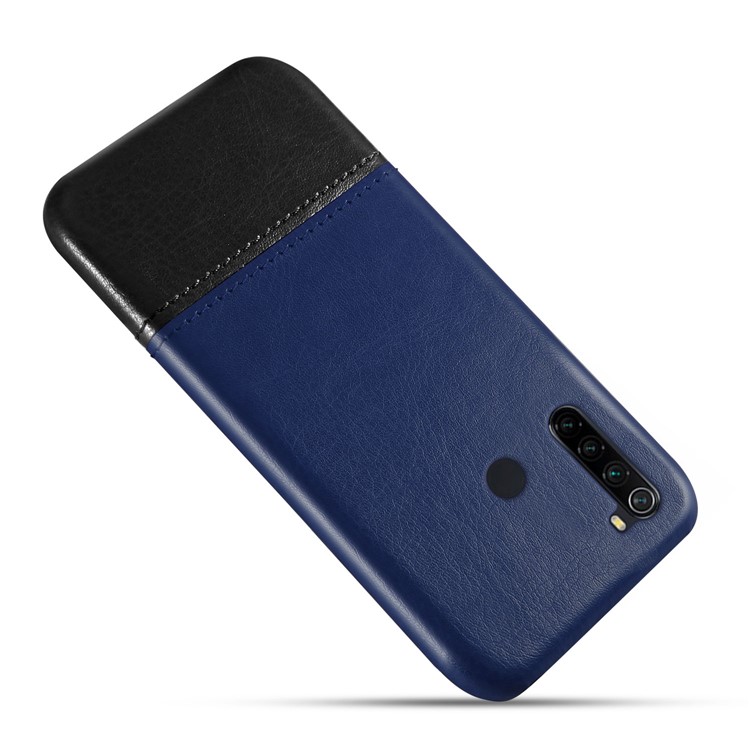 KSQ Bi-color PC + PU Leather Cell Shell Case for Xiaomi Redmi Note 8 - Dark Blue / Black-2