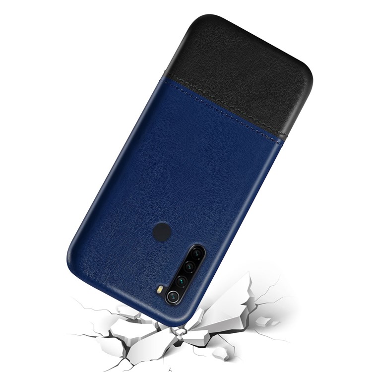 KSQ Bi-color PC + PU Leather Cell Shell Case for Xiaomi Redmi Note 8 - Dark Blue / Black-3