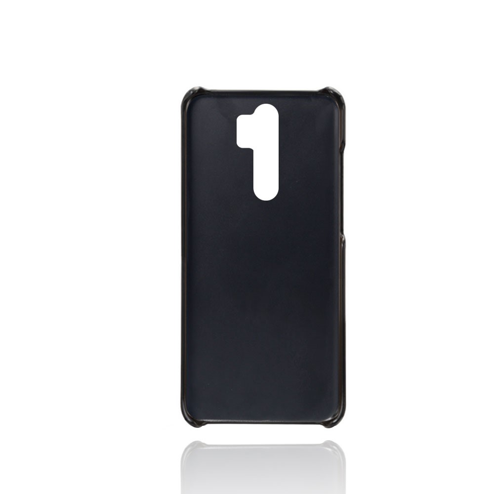 Ranuras de Doble Tarjeta KSQ Case de Caparazón de PC PU Para Xiaomi Redmi Note 8 Pro - Negro