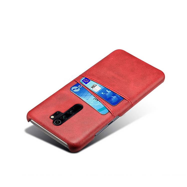 Double Card Slots PU Leather PC Shell Case for Xiaomi Redmi Note 8 Pro - Red-3