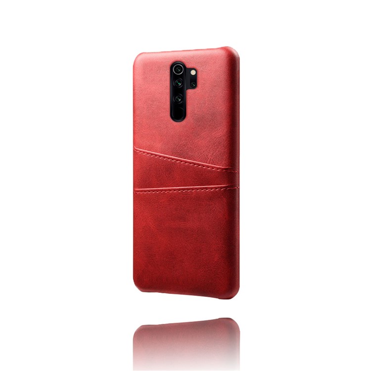 Double Card Slots PU Leather PC Shell Case for Xiaomi Redmi Note 8 Pro - Red-4