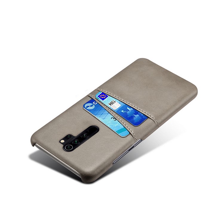 Double Card Slots PU Leather PC Shell Case for Xiaomi Redmi Note 8 Pro - Grey-3