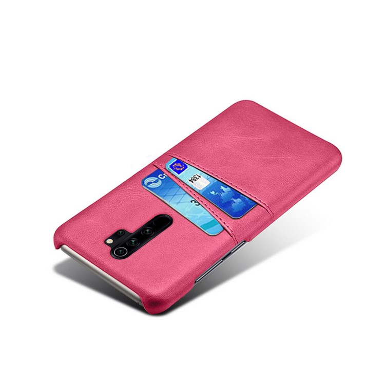 Double Card Slots PU Leather PC Shell Case for Xiaomi Redmi Note 8 Pro - Rose-3