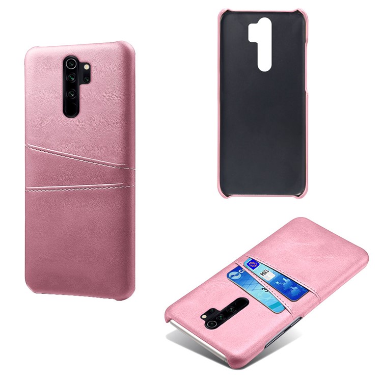 Doppelte Kartenschlitze PU-Leder PC-Oberteilfall Für Xiaomi Redmi Anmerkung 8 Pro - Roségold-1