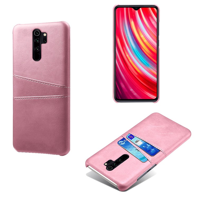 Doppelte Kartenschlitze PU-Leder PC-Oberteilfall Für Xiaomi Redmi Anmerkung 8 Pro - Roségold-5