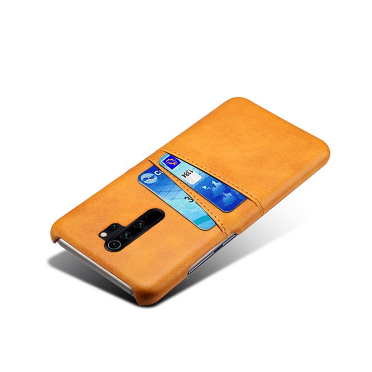 Double Card Slots PU Leather PC Shell Case for Xiaomi Redmi Note 8 Pro - Brown-3