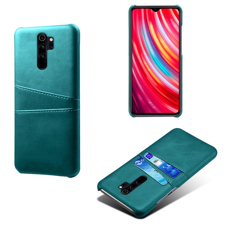 Double Card Slots PU Leather PC Shell Case for Xiaomi Redmi Note 8 Pro - Green-5