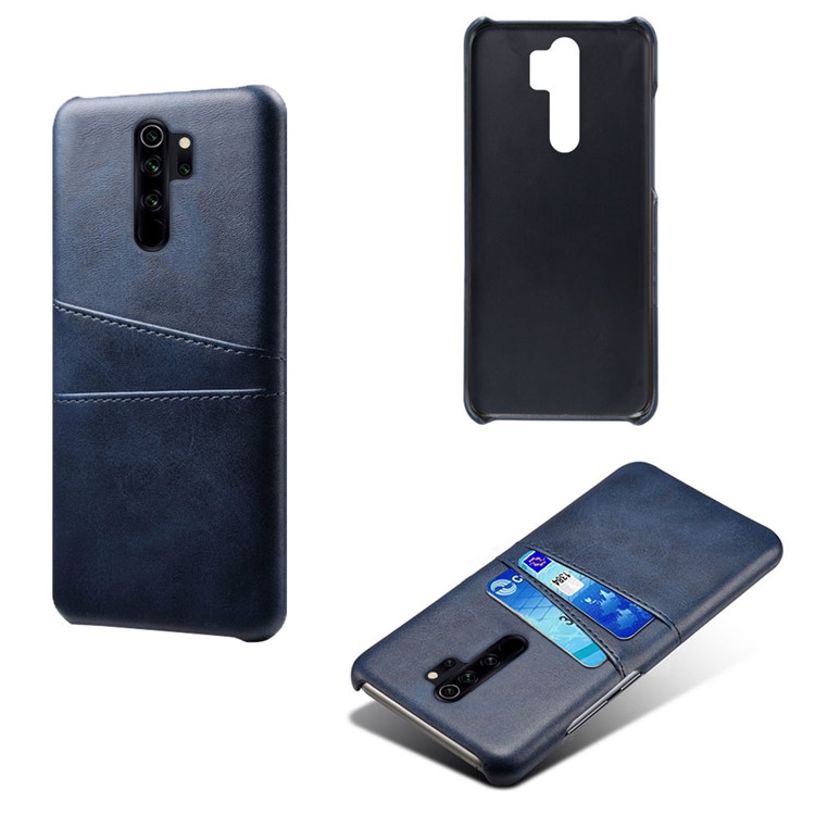 Double Card Slots PU Leather PC Shell Case for Xiaomi Redmi Note 8 Pro - Blue-1