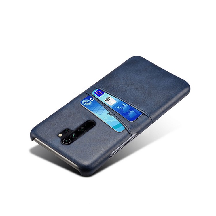 Double Card Slots PU Leather PC Shell Case for Xiaomi Redmi Note 8 Pro - Blue-3