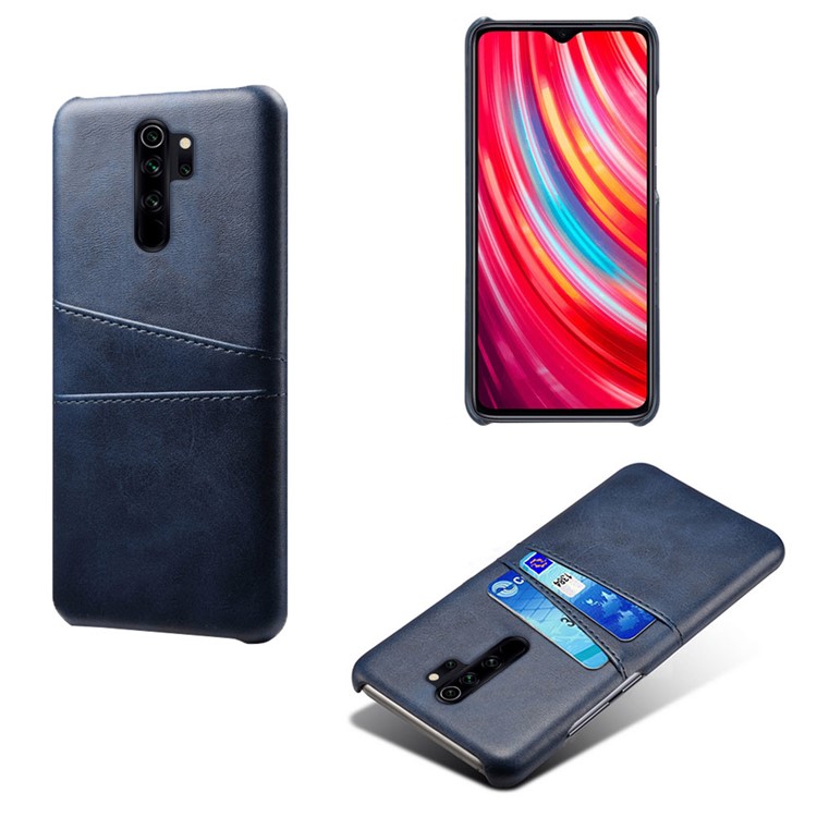 Double Card Slots PU Leather PC Shell Case for Xiaomi Redmi Note 8 Pro - Blue-5