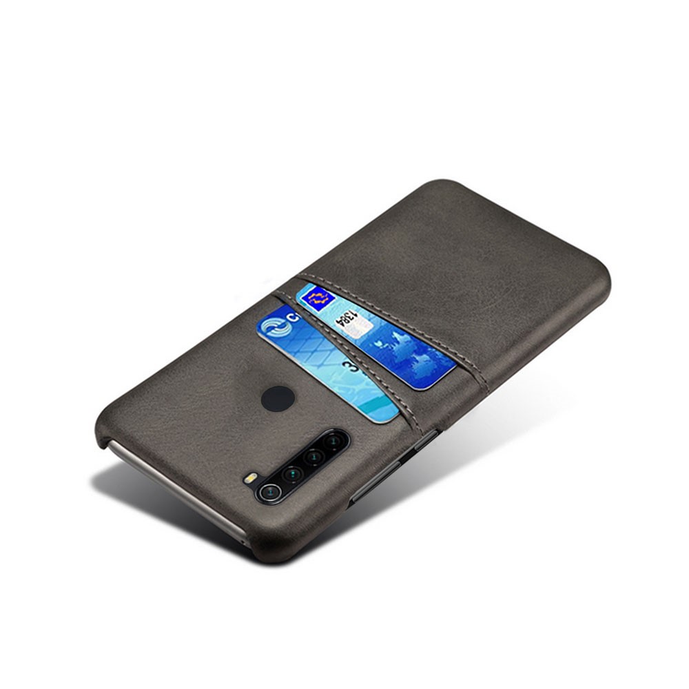 KSQ Dual Card Slots PU Leather Coated Hard PC Case for Xiaomi Redmi Note 8 - Black-3