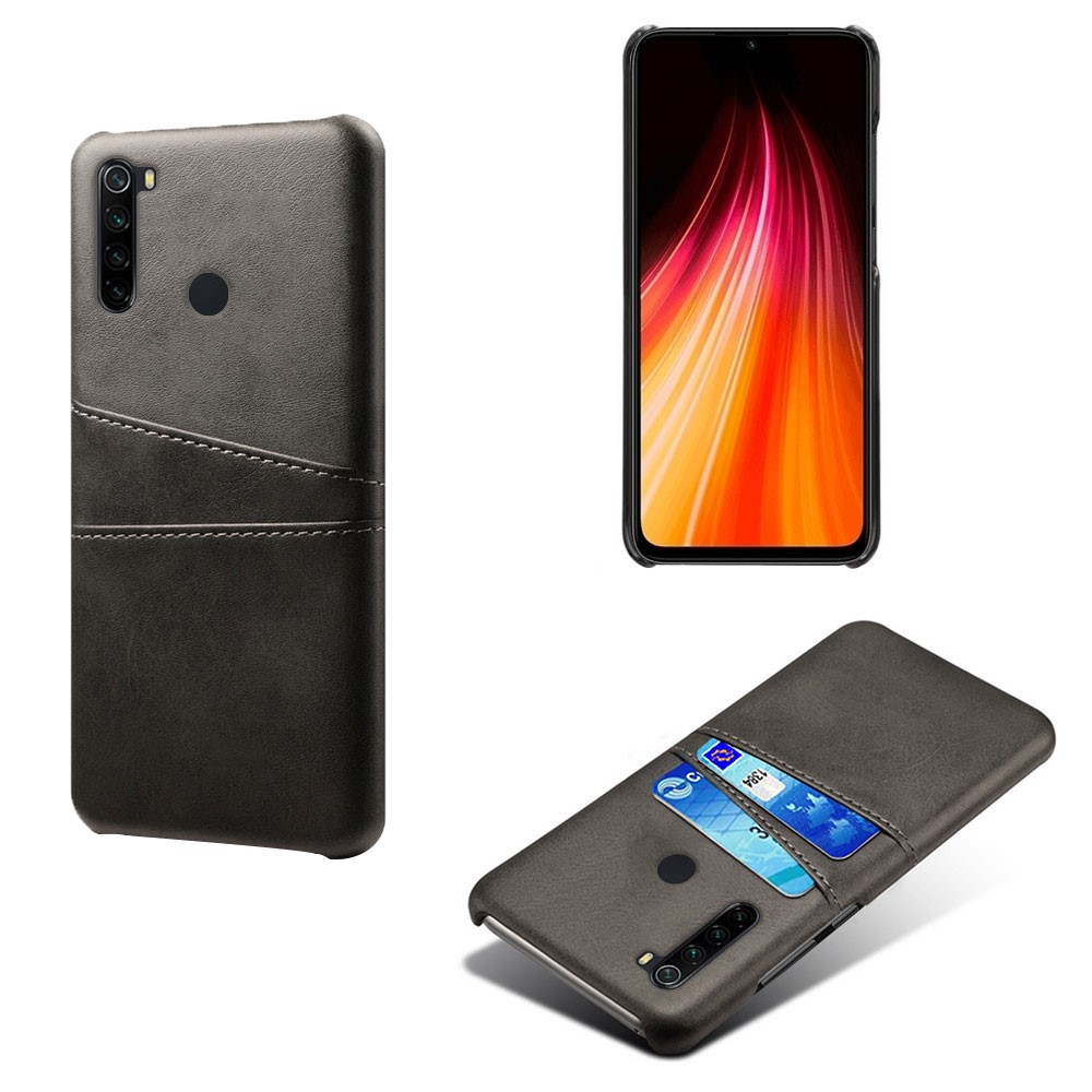 Dual Card Slots PU Leather Coated Hard PC Case for Xiaomi Redmi Note 8 - Black-5