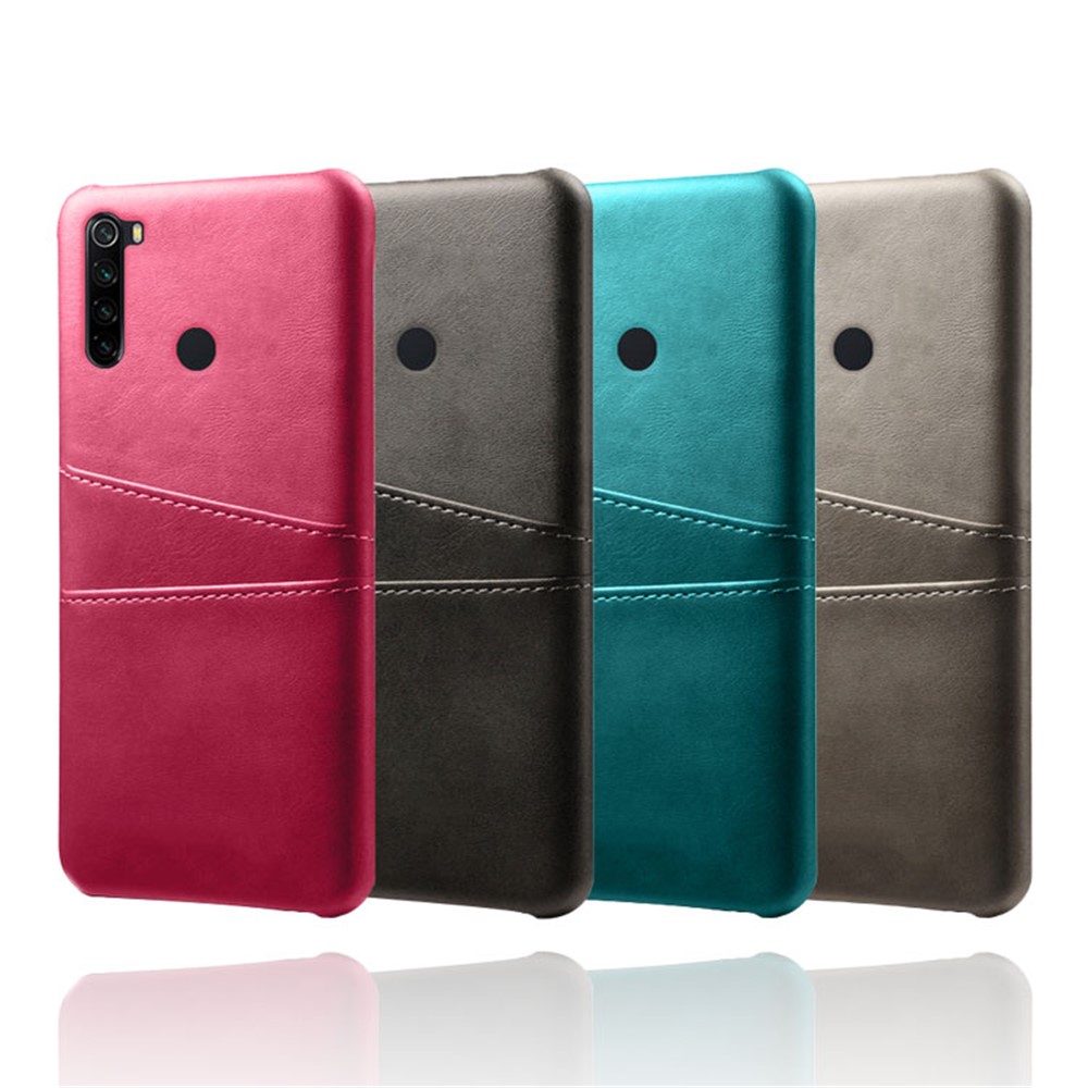 KSQ Dual Card Slots PU Leather Coated Hard PC Case for Xiaomi Redmi Note 8 - Black-6